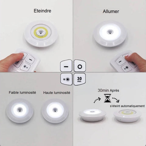 Pack de 3 lampes LED sans fil télécommandées